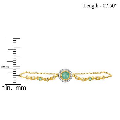 Jewelexcess 10k Gold Gemstone & 1/6 Carat T.W. Diamond Halo Bracelet