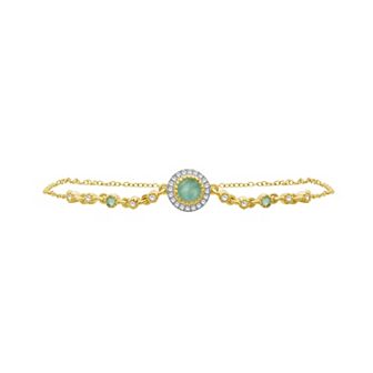 Jewelexcess 10k Gold Gemstone & 1/6 Carat T.W. Diamond Halo Bracelet
