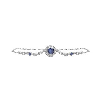 Jewelexcess 10k Gold Gemstone & 1/6 Carat T.W. Diamond Halo Bracelet