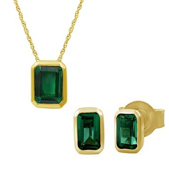 Jewelexcess Gold Over Sterling Silver Lab-Created Gemstone Pendant Necklace & Earrings Set