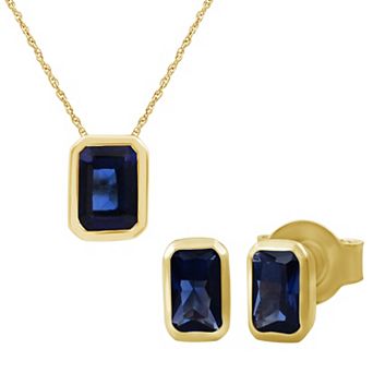 Jewelexcess Gold Over Sterling Silver Lab-Created Gemstone Pendant Necklace & Earrings Set