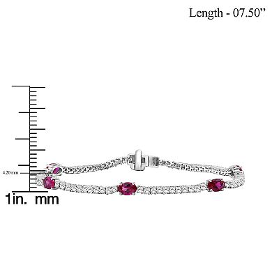 Jewelexcess Sterling Silver Lab-Created Stone Bracelet