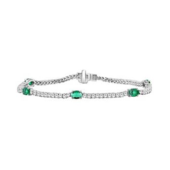 Jewelexcess Sterling Silver Lab-Created Stone Bracelet