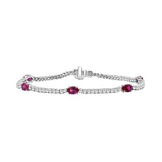 Jewelexcess Sterling Silver Lab-Created Stone Bracelet