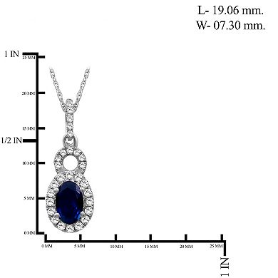 Jewelexcess Sterling Silver Lab-Created Gemstone & Lab-Created White Sapphire Pendant Necklace