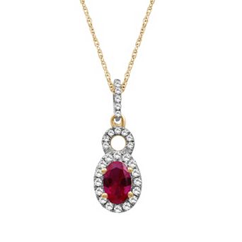 Jewelexcess Sterling Silver Lab-Created Gemstone & Lab-Created White Sapphire Pendant Necklace