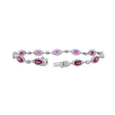 Jewelexcess Sterling Silver Lab-Created Gemstone & Lab-Created White Sapphire Bracelet