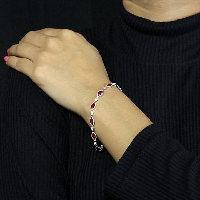 Jewelexcess Sterling Silver Lab-Created Gemstone & Lab-Created White Sapphire Bracelet