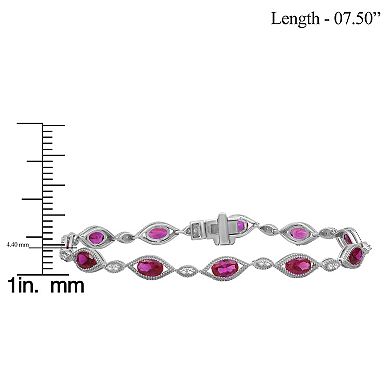 Jewelexcess Sterling Silver Lab-Created Gemstone & Lab-Created White Sapphire Bracelet