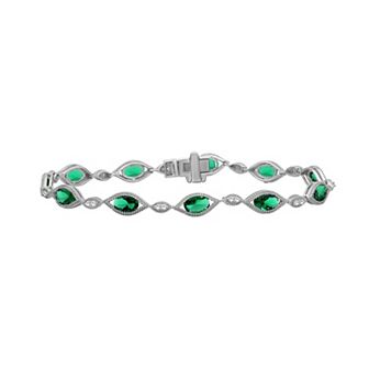 Jewelexcess Sterling Silver Lab-Created Gemstone & Lab-Created White Sapphire Bracelet