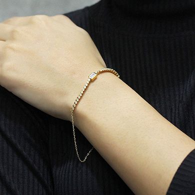 Jewelexcess Gold Tone Over Silver Lab-Created Gemstone & Lab-Created White Sapphire Bracelet