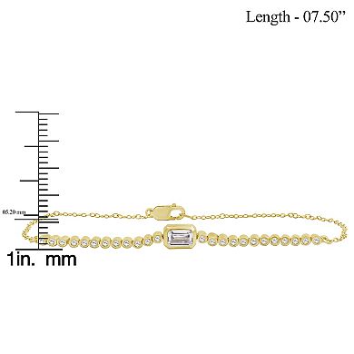 Jewelexcess Gold Tone Over Silver Lab-Created Gemstone & Lab-Created White Sapphire Bracelet