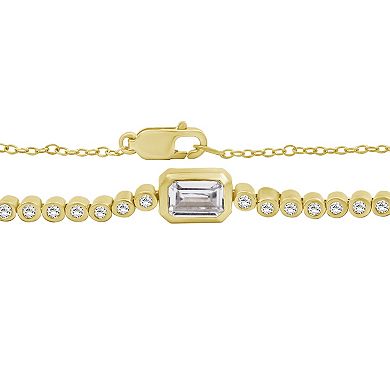 Jewelexcess Gold Tone Over Silver Lab-Created Gemstone & Lab-Created White Sapphire Bracelet