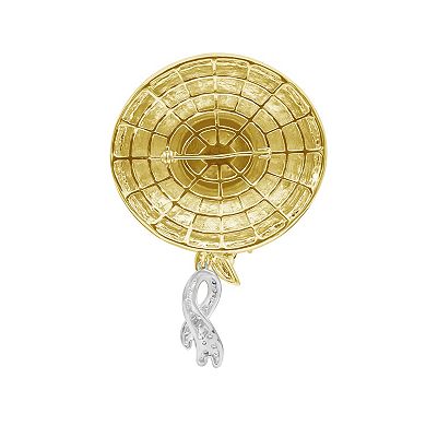 Jewelexcess Two Tone Sterling Silver Lab-Created Gemstone Brooch