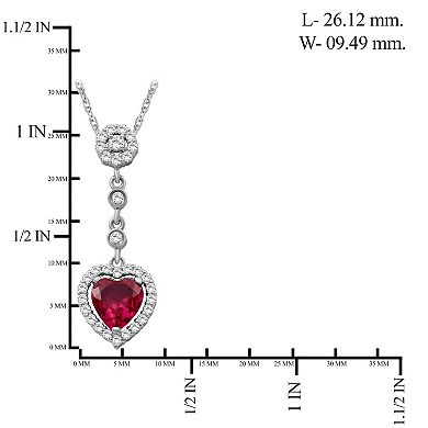 Jewelexcess Sterling Silver Lab-Created Ruby & Lab-Created White Sapphire Heart Pendant Necklace