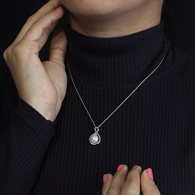 Jewelexcess Sterling Silver Freshwater Cultured Pearl Pendant Necklace