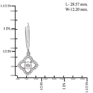Jewelexcess Sterling Silver Freshwater Cultured Pearl & Lab-Created White Sapphire Drop Earrings