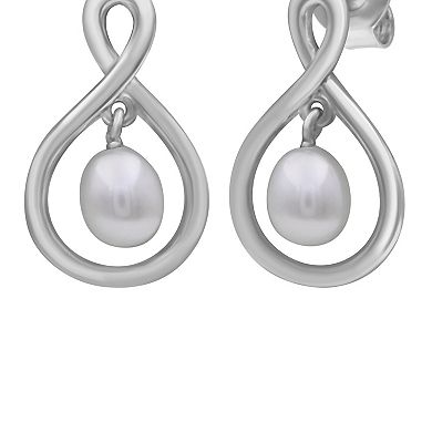 Jewelexcess Sterling Silver Freshwater Cultured Pearl Stud Drop Earrings