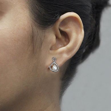 Jewelexcess Sterling Silver Freshwater Cultured Pearl Stud Drop Earrings