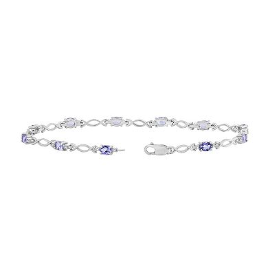 Jewelexcess Sterling Silver Tanzanite & Diamond Accent Link Bracelet