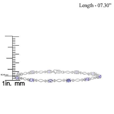 Jewelexcess Sterling Silver Tanzanite & Diamond Accent Link Bracelet