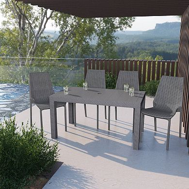 LeisureMod Kent Outdoor Dining Chair, Set of 4