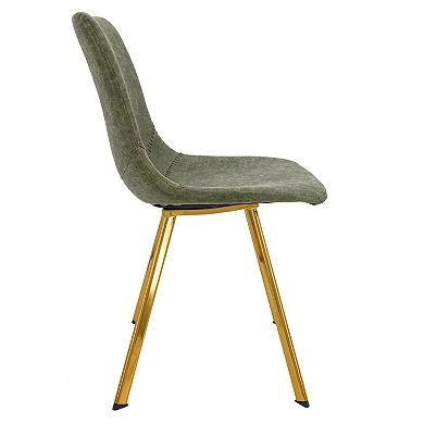 LeisureMod Markley Modern Leather Dining Chair With Gold Legs Set of 4