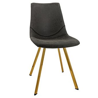 LeisureMod Markley Modern Leather Dining Chair With Gold Legs Set of 4