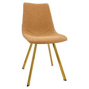 LeisureMod Markley Modern Leather Dining Chair With Gold Legs Set of 4