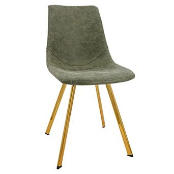 LeisureMod Markley Modern Leather Dining Chair With Gold Legs Set of 4