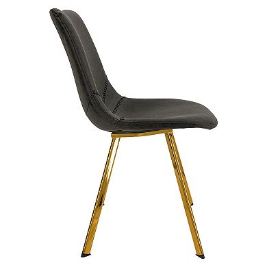 LeisureMod Markley Modern Leather Dining Chair With Gold Legs Set of 2