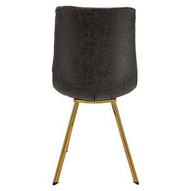 LeisureMod Markley Modern Leather Dining Chair With Gold Legs Set of 2