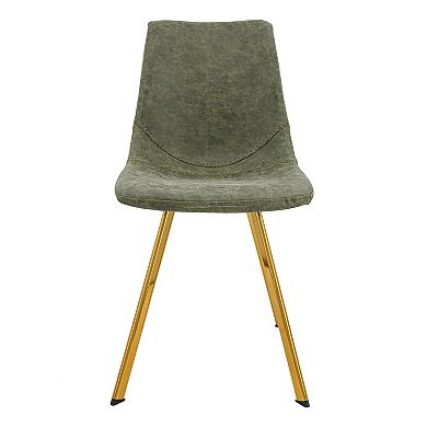 LeisureMod Markley Modern Leather Dining Chair With Gold Legs Set of 2
