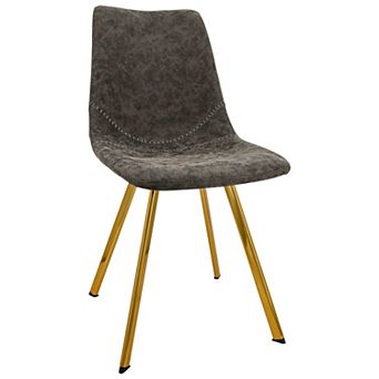 LeisureMod Markley Modern Leather Dining Chair With Gold Legs Set of 2