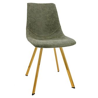 LeisureMod Markley Modern Leather Dining Chair With Gold Legs Set of 2