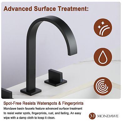 Mondawe Deck Mounted 8 Inch Widespread Double-Handle Basin Bathroom Faucet