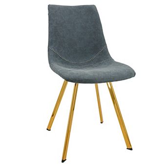 LeisureMod Markley Modern Leather Dining Chair With Gold Legs Set of 4