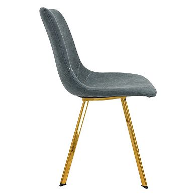 LeisureMod Markley Modern Leather Dining Chair With Gold Legs Set of 4