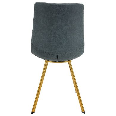 LeisureMod Markley Modern Leather Dining Chair With Gold Legs Set of 4