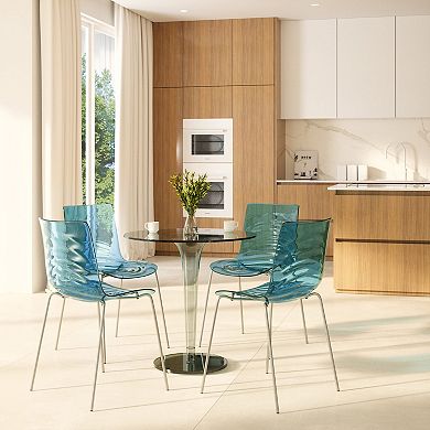 LeisureMod Astor Water Ripple Design Dining Chair Set of 2