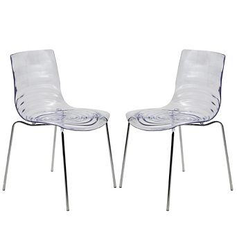 LeisureMod Astor Water Ripple Design Dining Chair Set of 2