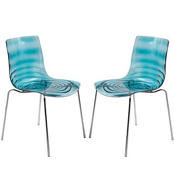 LeisureMod Astor Water Ripple Design Dining Chair Set of 2