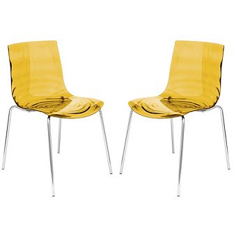 LeisureMod Astor Water Ripple Design Dining Chair Set of 2