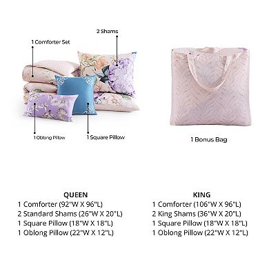 Bebejan Bright Bouquet 100% Cotton Sateen 5 Piece Reversible Comforter Set