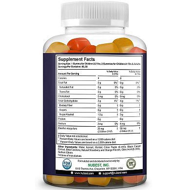 NuBest Probiotic Gummies, 5 Billion CFUs Probiotics For Ages 2+, 60 Sugar-Free Gummies
