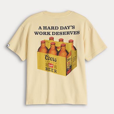 Men's Coors Banquet Beer A Hard Day's Work Deserves Boxy Graphic Tee