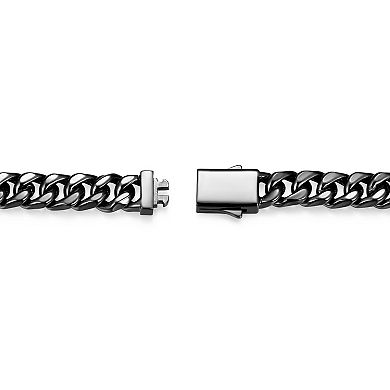 Classic Treasures Gunmetal Plated Sterling Silver Genuine Black Sapphire Link Bracelet