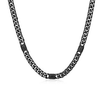 Classic Treasures Gunmetal Plated Sterling Silver Genuine Black Sapphire Link Necklace