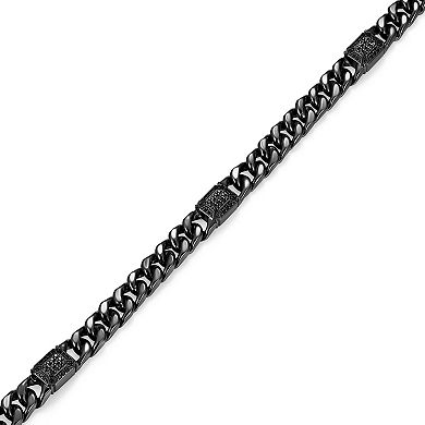 Classic Treasures Gunmetal Plated Sterling Silver Genuine Black Sapphire Link Necklace