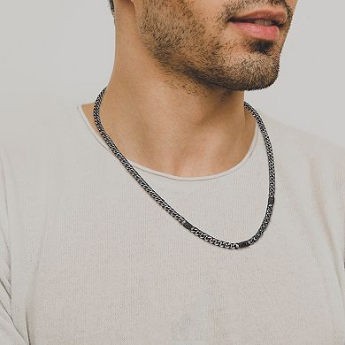 Classic Treasures Gunmetal Plated Sterling Silver Genuine Black Sapphire Link Necklace